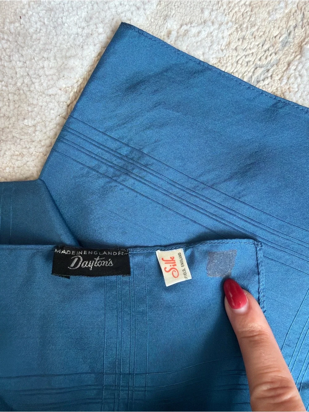 Vintage Dayton’s Pure Silk Blue Scarf Made in England
